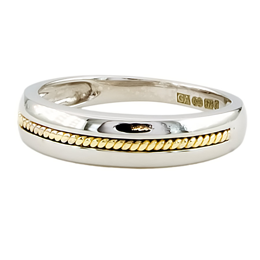 9ct Gold 2-Tone 2.4g Wedding Ring Size K